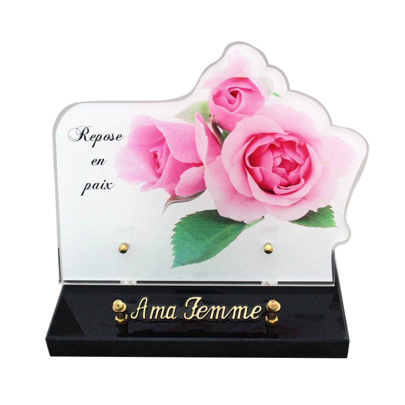 Plaque Funéraire Plexiglas Coeur rose rouge – Belle Plaque Funéraire