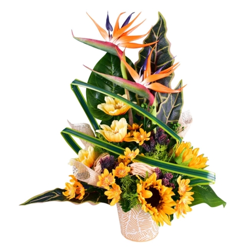 Jardinière de fleurs artificielles cimetière