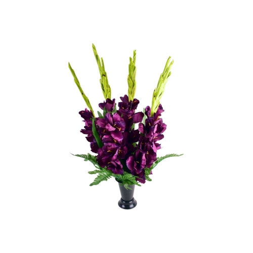 Arrangement funéraire en cône avec glaïeuls, 6 couleurs au choix, résistant et durable.