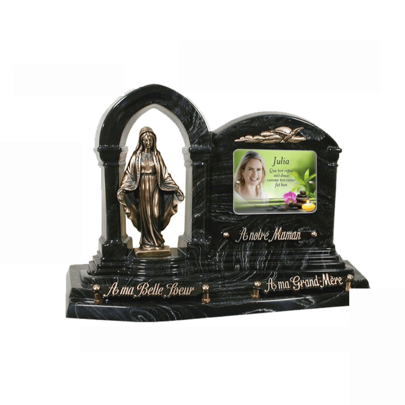 Plaque funéraire pailleté arche personnalisable