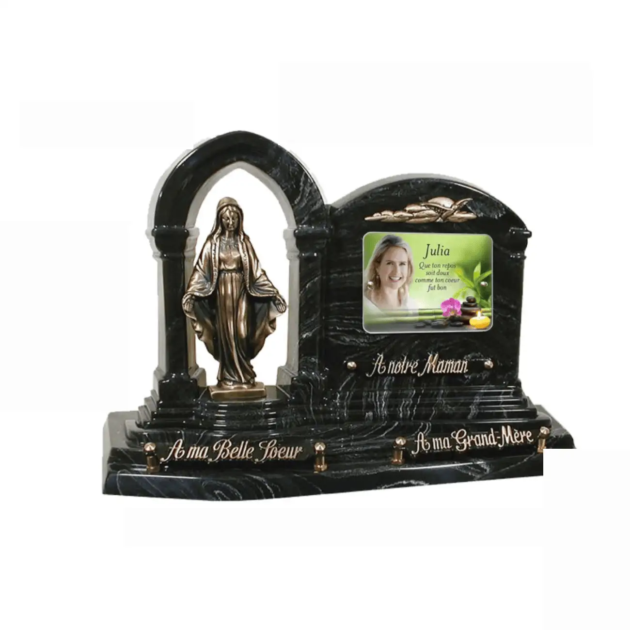 Plaque funéraire pailleté arche personnalisable