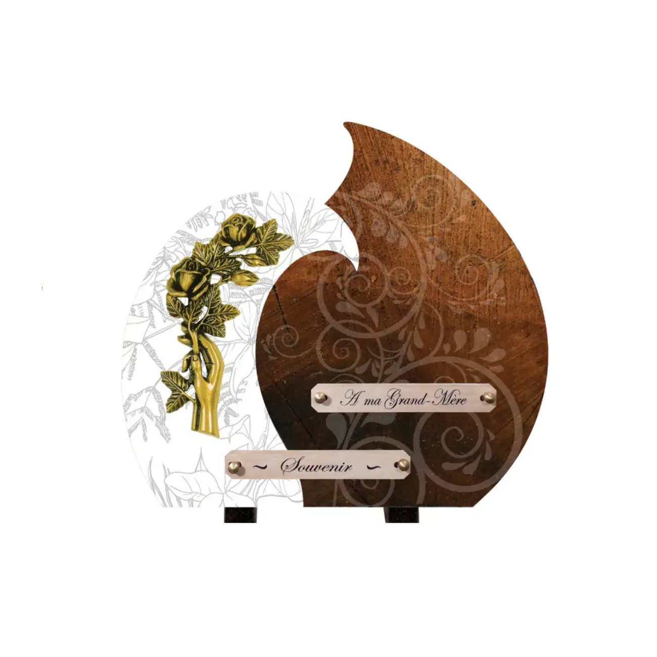 Plaque funéraire avec rose dorée et arabesques (4)