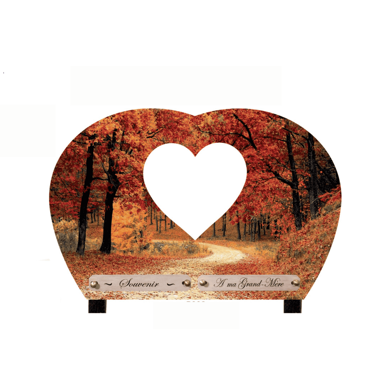 Plaque funéraire en granit - coeur d'automne