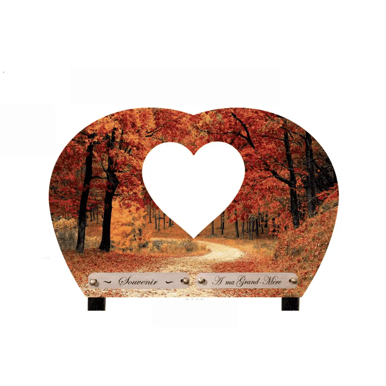 Plaque funéraire en granit - coeur d'automne