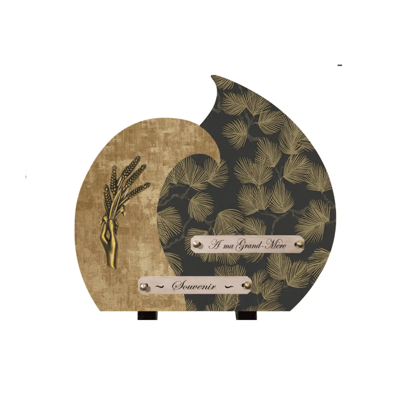Plaque funéraire - épi de blé et motifs précieux dorés (2)