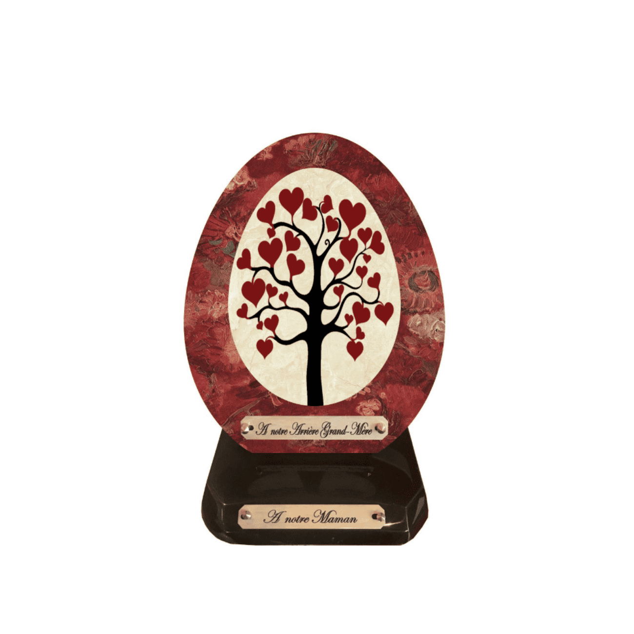 Plaque Funéraire Ovale Arbre de Cœur Éternel