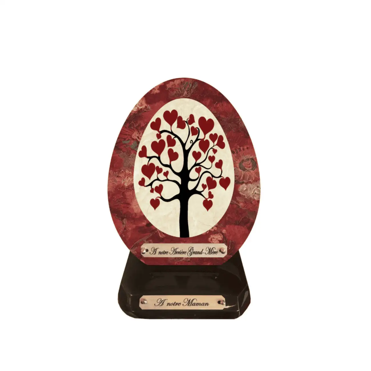 Plaque Funéraire Ovale Arbre de Cœur Éternel